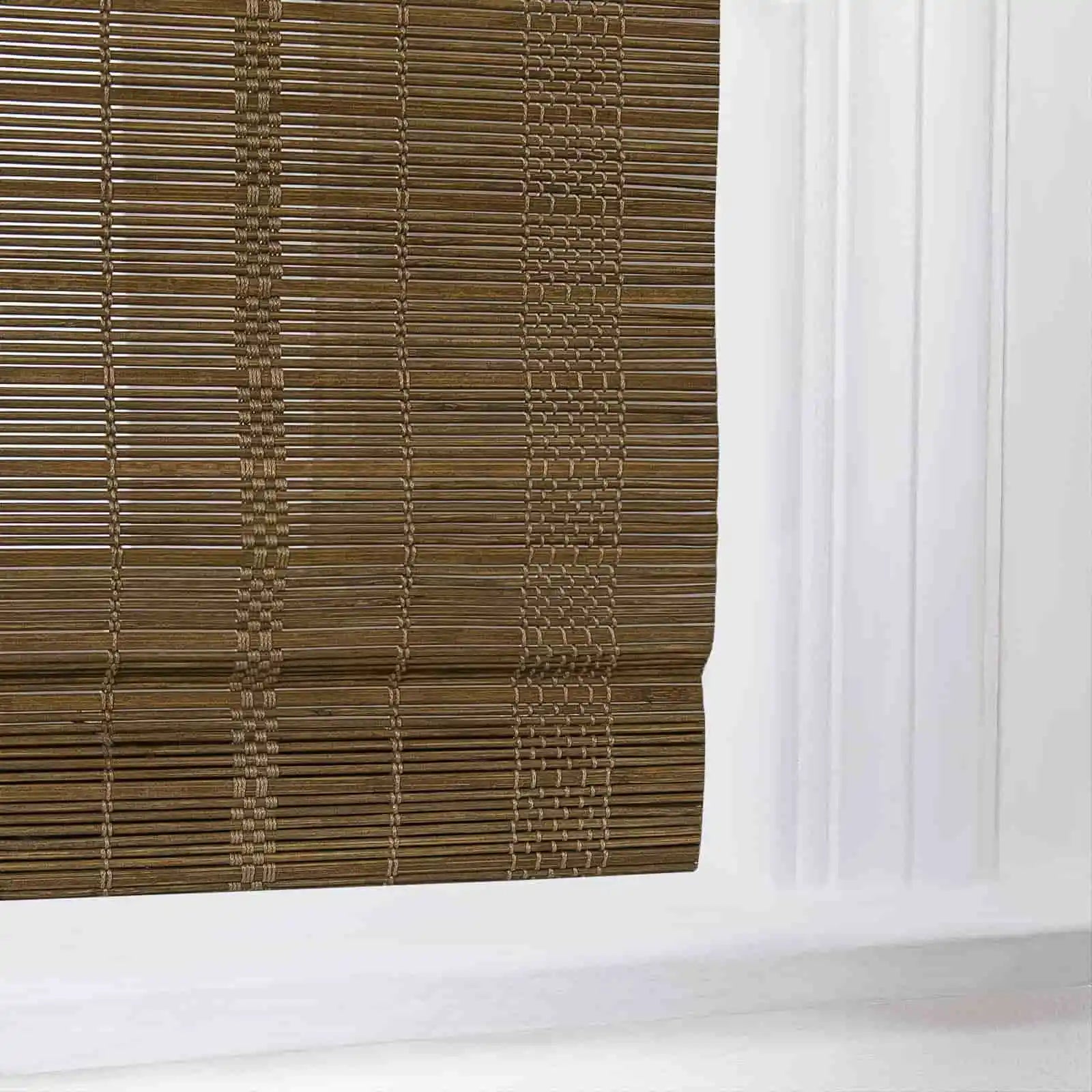 Rae Natural Bamboo Woven Window Shade - Autumn Leaves Design - Eco-Friendly Room Darkening Blinds for Living Room & Bedroom