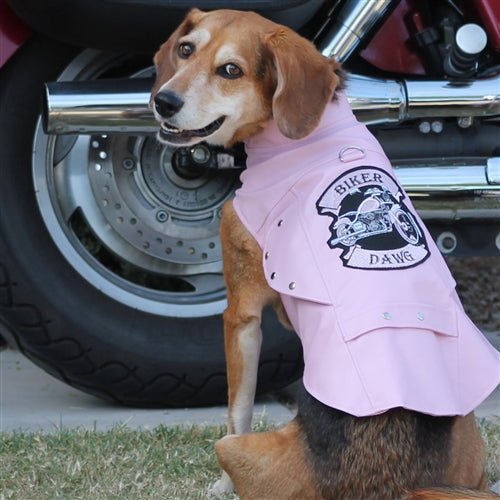 Biker Dawg Motorcycle Dog Jacket - Pink Pet Safety Vest for Riding - Windproof & Reflective Gear for Small to Medium Dogs - Perfect for Motorcycle Adventures & Outdoor Travel
