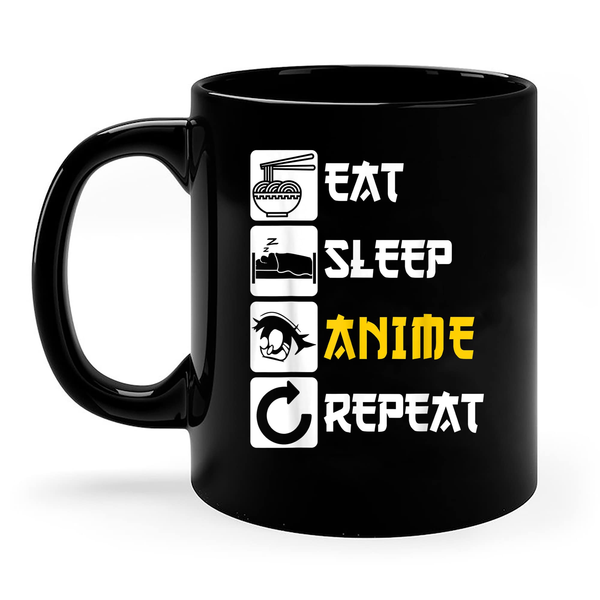 Double Sided Anime Manga Japan Saying Ceramic Coffee Mug - 11oz & 15oz Black Cosplay K-Pop Gift for Anime Lovers - Perfect for Birthday Gifts, Office Use & Home Decor