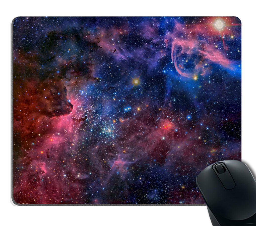 Custom Smooffly Gaming Mouse Pad - Beautiful Space Galaxy Carina Nebula Infrared Light Design with Non-Slip Rubber Base | Perfect for PC Gaming, Office Work & Computer Setup Accessories