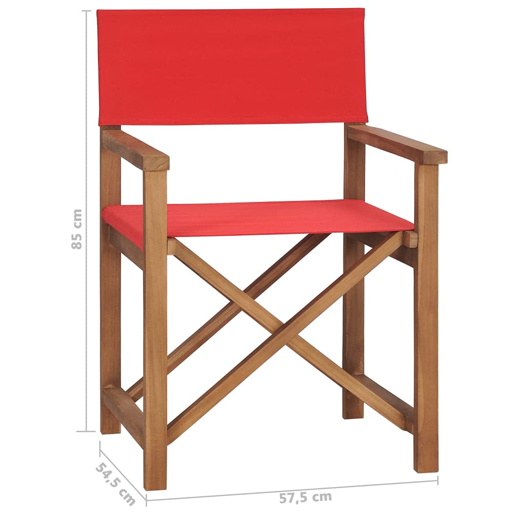 Premium Solid Teak Wood Director's Chair with Red Canvas - Fast Shipping | Perfect for Film Sets, Outdoor Events & Home Theater Seating