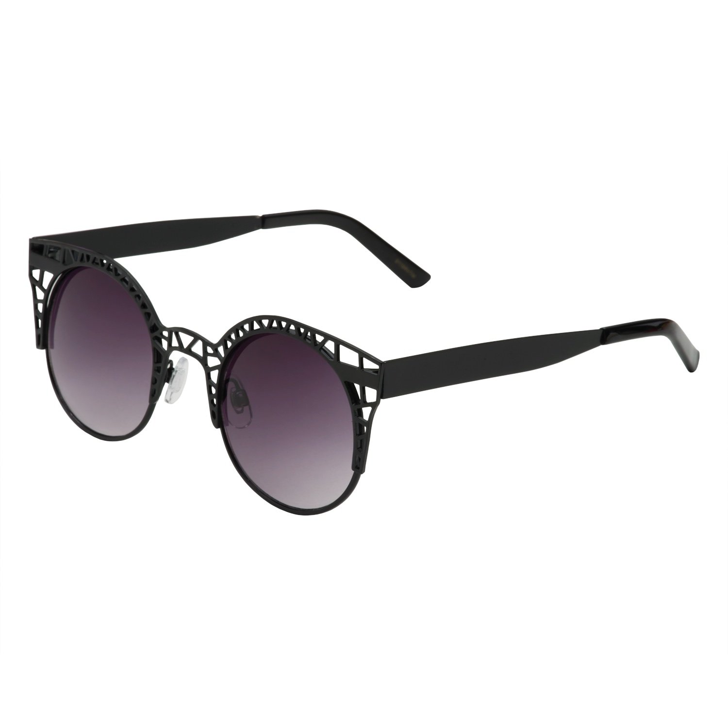 Stylish Women's Metal Hollow-Out Cat Eye Sunglasses - UV Protection Round Frame Fashion Sunglasses for Women - Perfect for Beach, Driving & Outdoor Activities