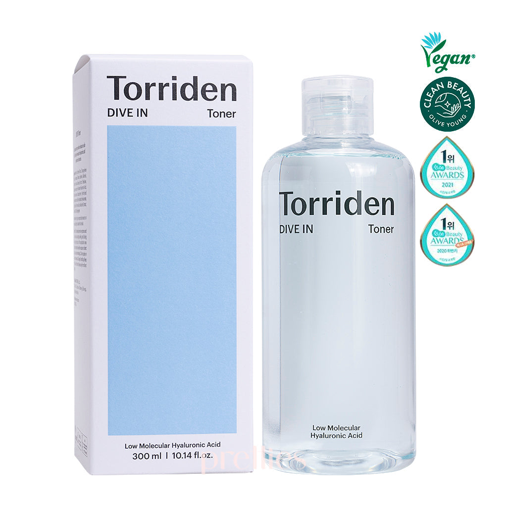 Torriden Dive-In Low Molecular Hyaluronic Acid Toner 300ml - Hydrating Facial Toner for Dry & Sensitive Skin | Korean Skincare for Daily Hydration & Glow