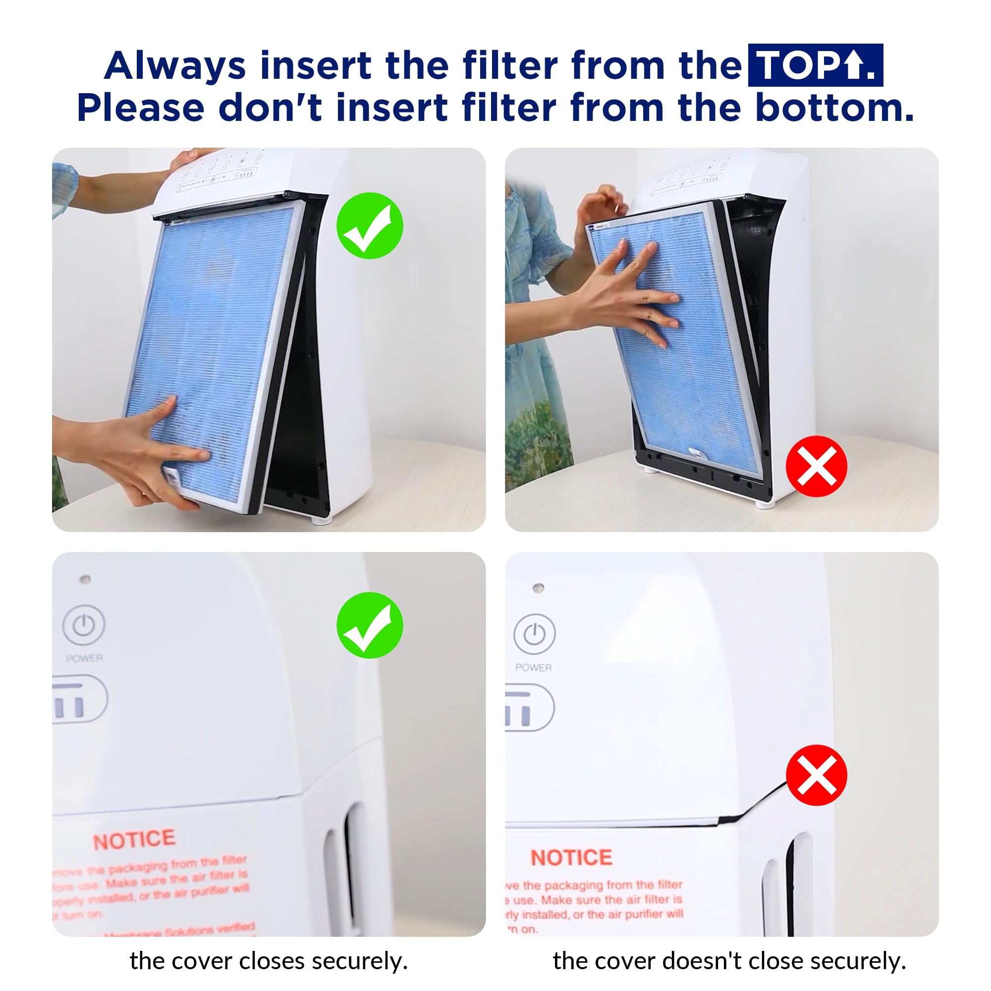 Membrane Solutions MSA3 H13 True HEPA Air Purifier for Home & Bedroom - Covers 1590 sq ft, 22dB Ultra Quiet, 99.97% Allergen Removal for Smoke, Dust, Pet Odor - Ozone Free Air Cleaner for Allergy Relief & Better Sleep