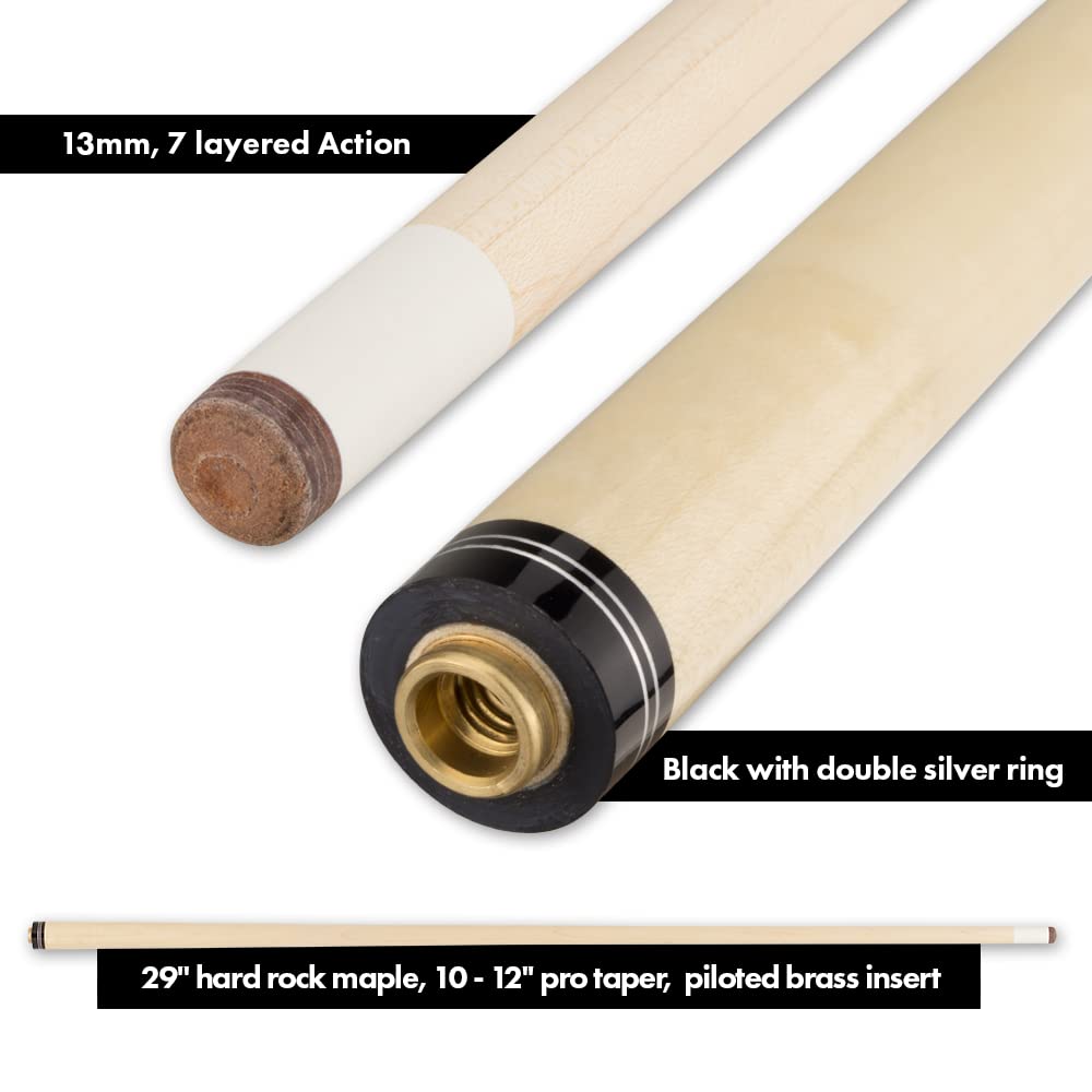 Professional 19oz Blue Billiards Pool Cue Stick with Action Rings - Perfect for Tournaments, Bars & Home Game Rooms