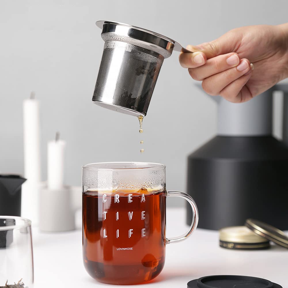Premium Stainless Steel Extra Fine Mesh Tea Infuser - Large Capacity Loose Leaf Tea & Coffee Strainer with Hanging Handle - Easy Clean Tea Steeper for Teapots, Mugs & Cups - Perfect for Home, Office or Travel Use