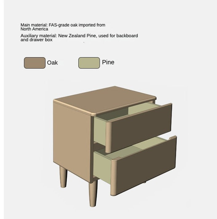 Solid Oak Wood Nightstand - Modern Bedside Table with Drawer for Bedroom, Living Room, or Guest Room - Durable & Stylish Home Furniture