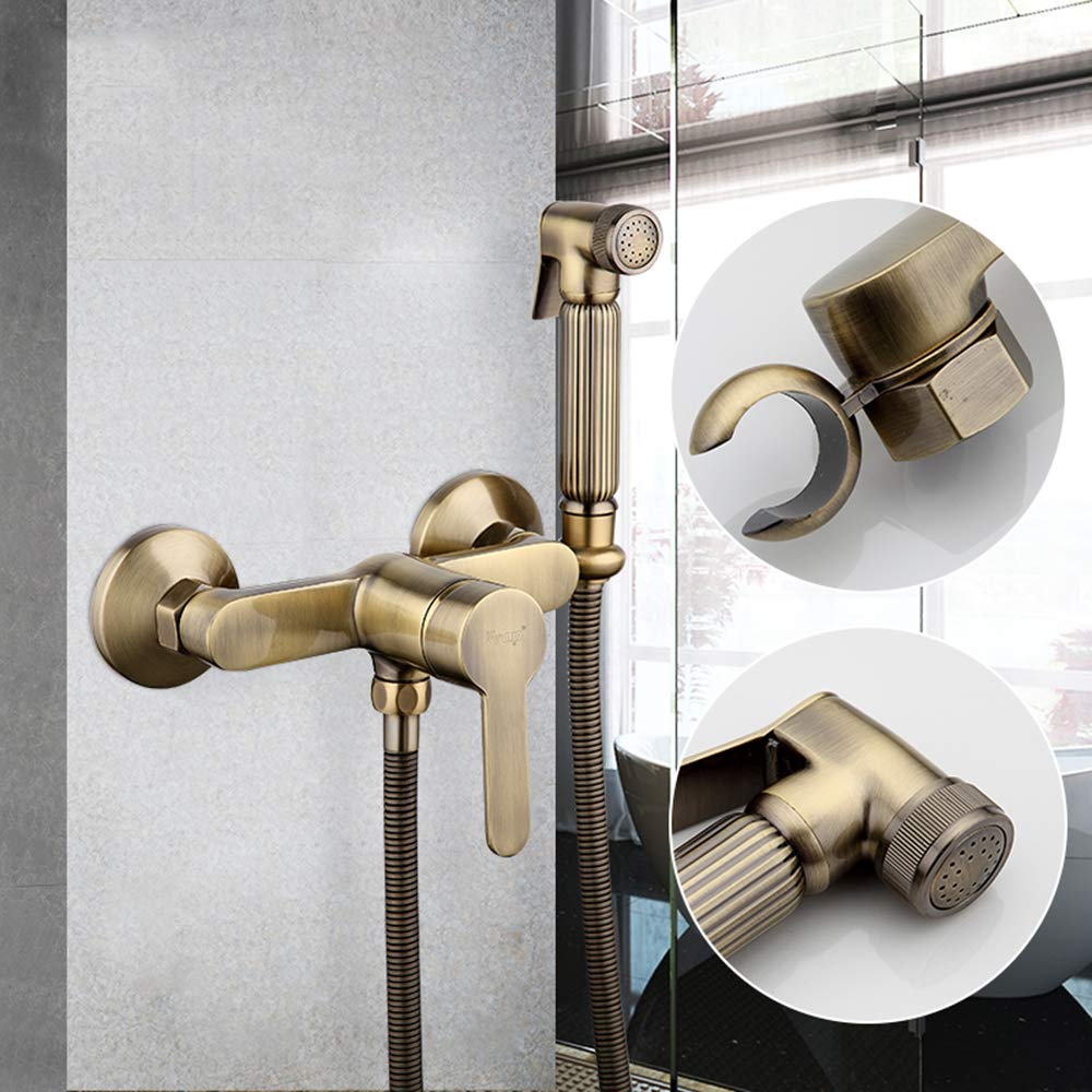 Brass Bidet Sprayer Set - Portable Cloth Diaper Washer & Wall Mounted Shower Sprayer with Single Handle for Toilet Cleaning & Personal Hygiene (Bronze) - Perfect for Bathroom Hygiene, Baby Care & Eco-Friendly Cleaning