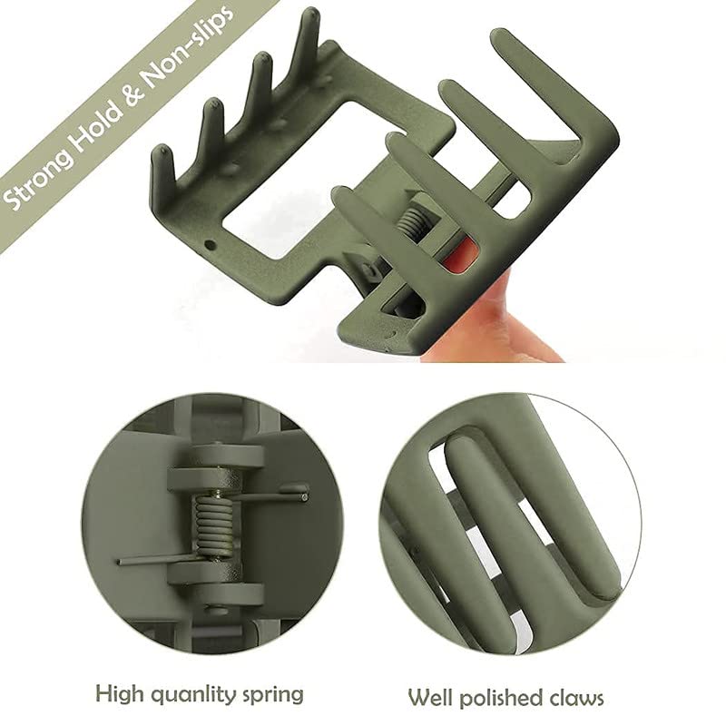 CHIROGRAPHY 4 Pack Matte Hair Claw Clips for Women - 2 Inch Square Hair Clips for Thick Hair, Strong Hold Hair Accessories for Ponytail, Bun & Updo Hairstyles