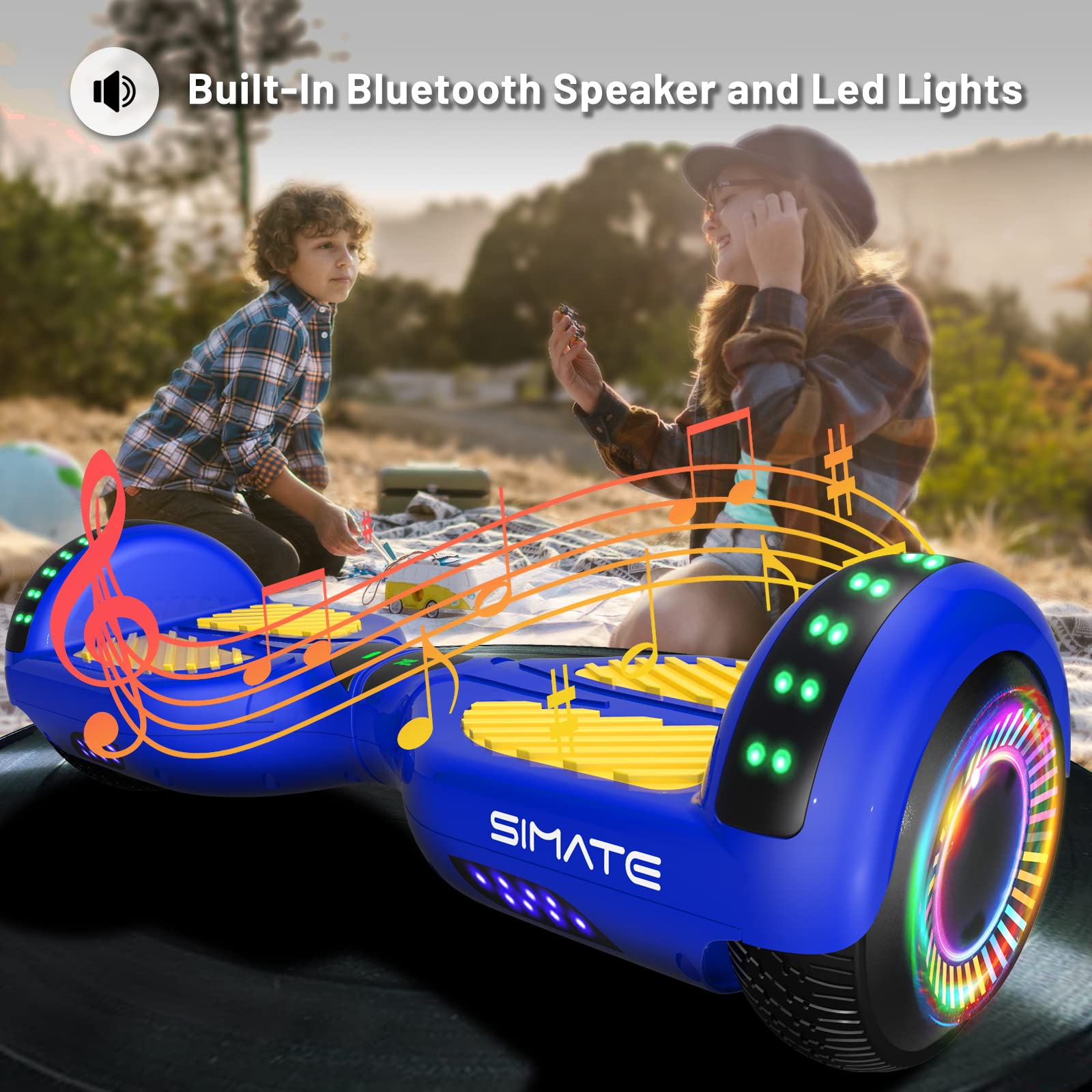 Electric Scooter with Bluetooth Speaker & Colorful LED Lights - Fun Ride for Kids, Adults, Boys & Girls of All Ages | Perfect for Commuting, Outdoor Play & Birthday Gifts