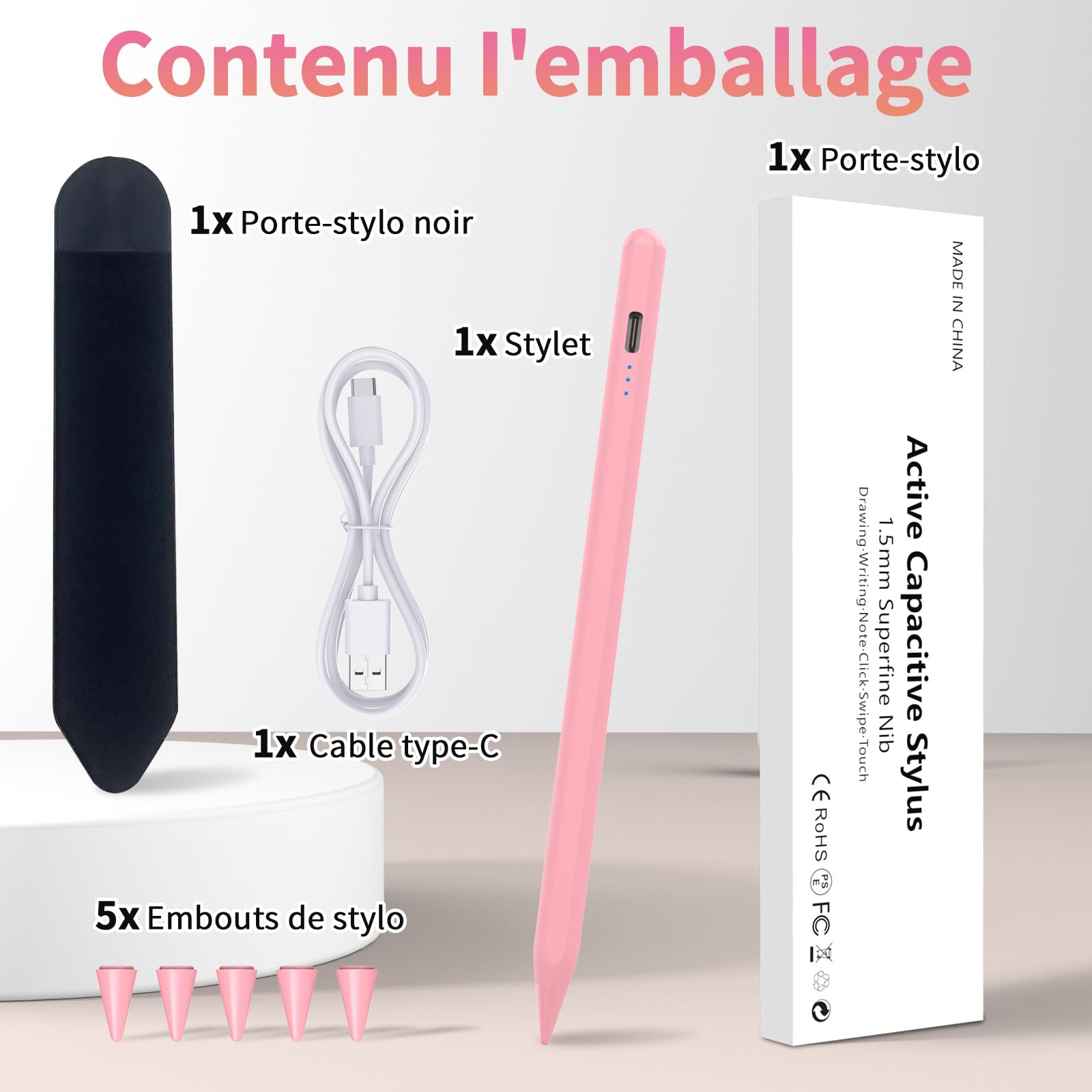 Premium iPad Stylus Pen - Fast Charging & Magnetic Apple Pencil Alternative for iPad Pro 11/12.9, iPad Air 5/4/3, iPad Mini 6/5, iPad 10/9/8/7/6 (2018-2024 Models) - Pink Digital Drawing & Note Taking Pen for Artists, Students & Professionals