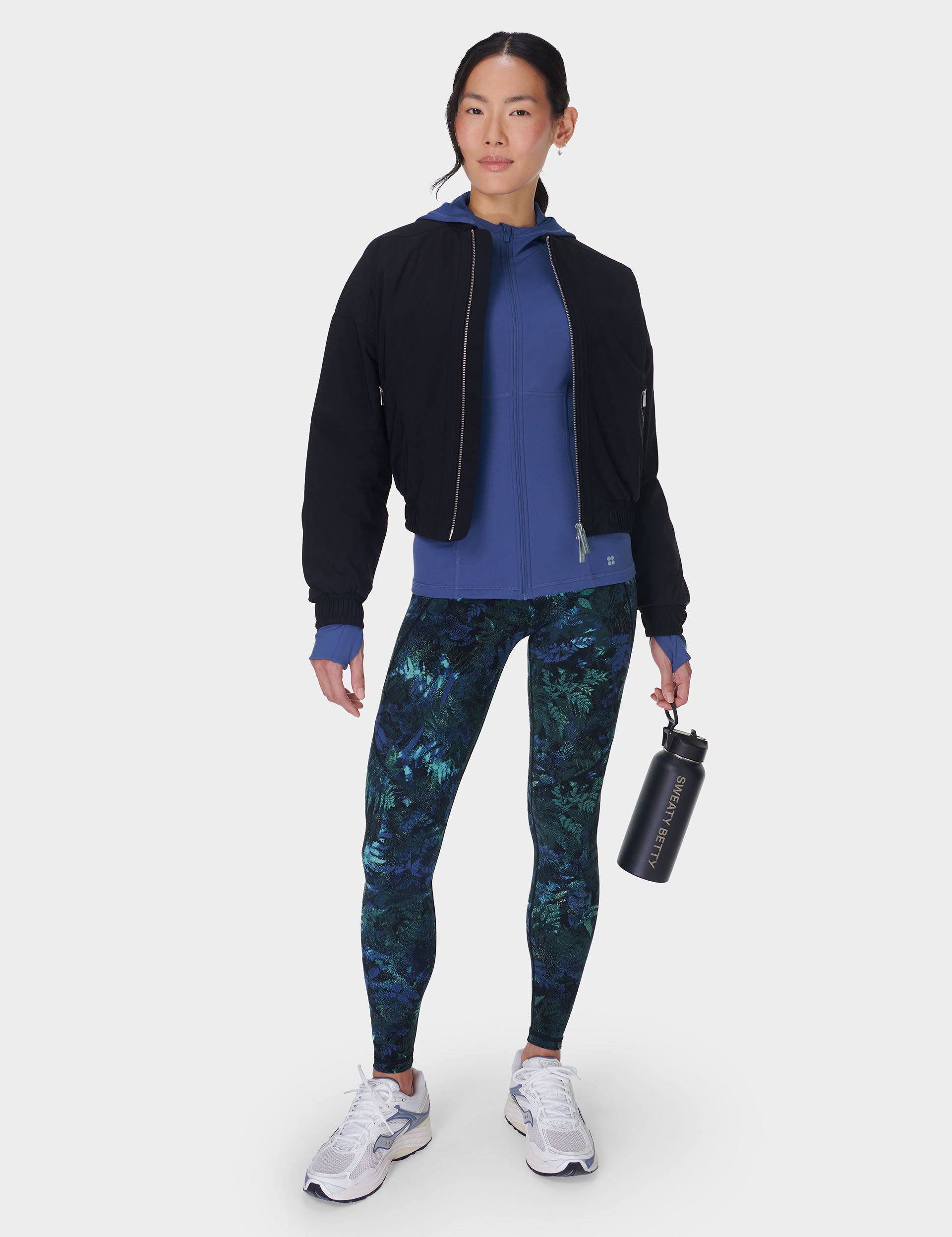 Power 7/8 Gym Leggings - Green Forest Print - High Waist Workout Yoga Pants for Women - Perfect for Running, Fitness & Lounge Wear