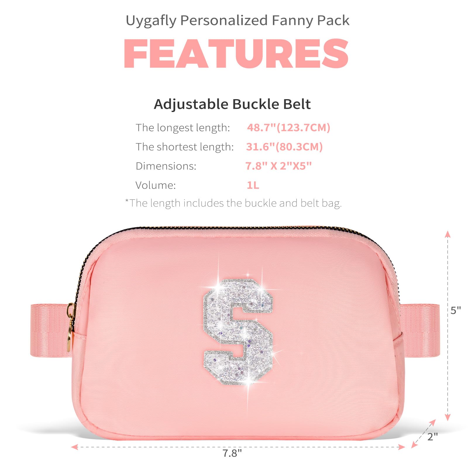Trendy Crossbody Belt Bag for Girls & Teens - Cute Travel Essentials, Birthday Gift for Daughter, Sister, Her - White S & Peach - Perfect for School, Travel & Daily Outfits