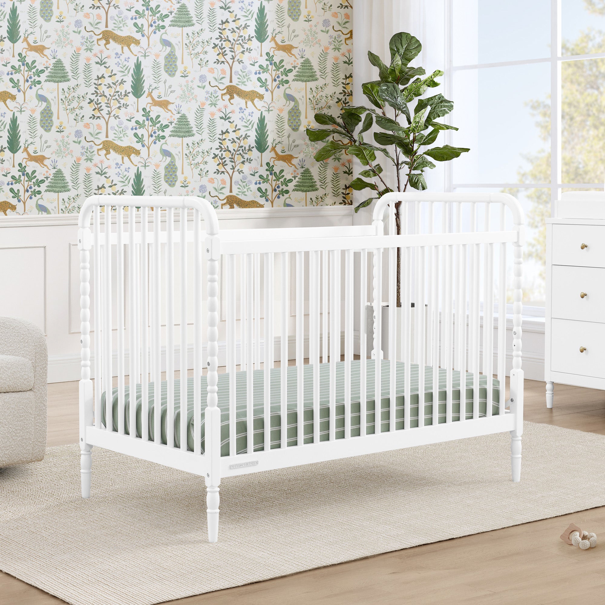 Serena 4-in-1 Convertible Baby Crib - White Nursery Furniture for Newborn to Toddler - Perfect for Bedroom, Daycare & Guest Room