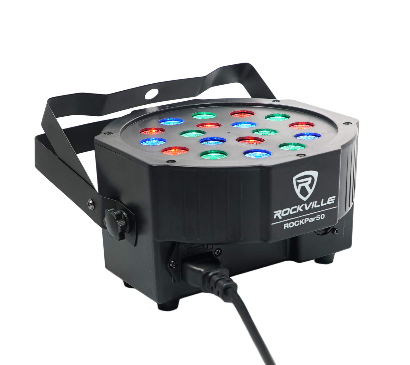 Rockville RockPAR50 LED RGB Par Can DMX DJ Stage Lighting - 6 Pack with Backpack for Club, Concert, and Event Wash Lighting