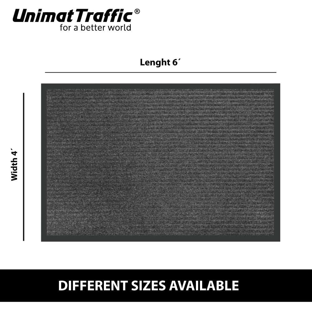 Heavy Duty Waterproof Doormat 4x6 Feet - Non-Slip Rubber Backing, Stain & Fade Resistant Welcome Mat for Entryway - Durable Boot Scraper & Shoe Cleaner in Charcoal - Perfect for Home, Office & High Traffic Areas