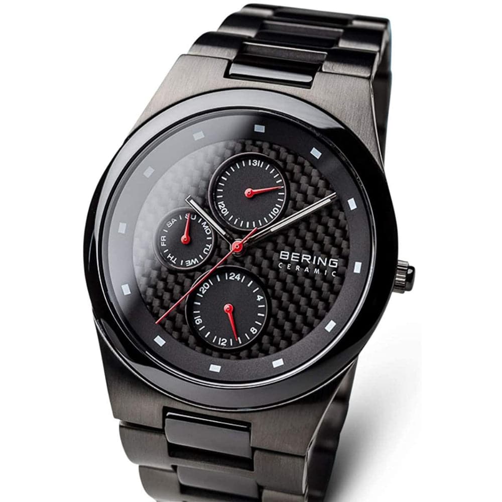 BERING 32339 782 Ceramic Collection Stainless Steel Band Black Dial Men's Watch - Luxury Waterproof Wristwatch for Business, Formal & Casual Wear
