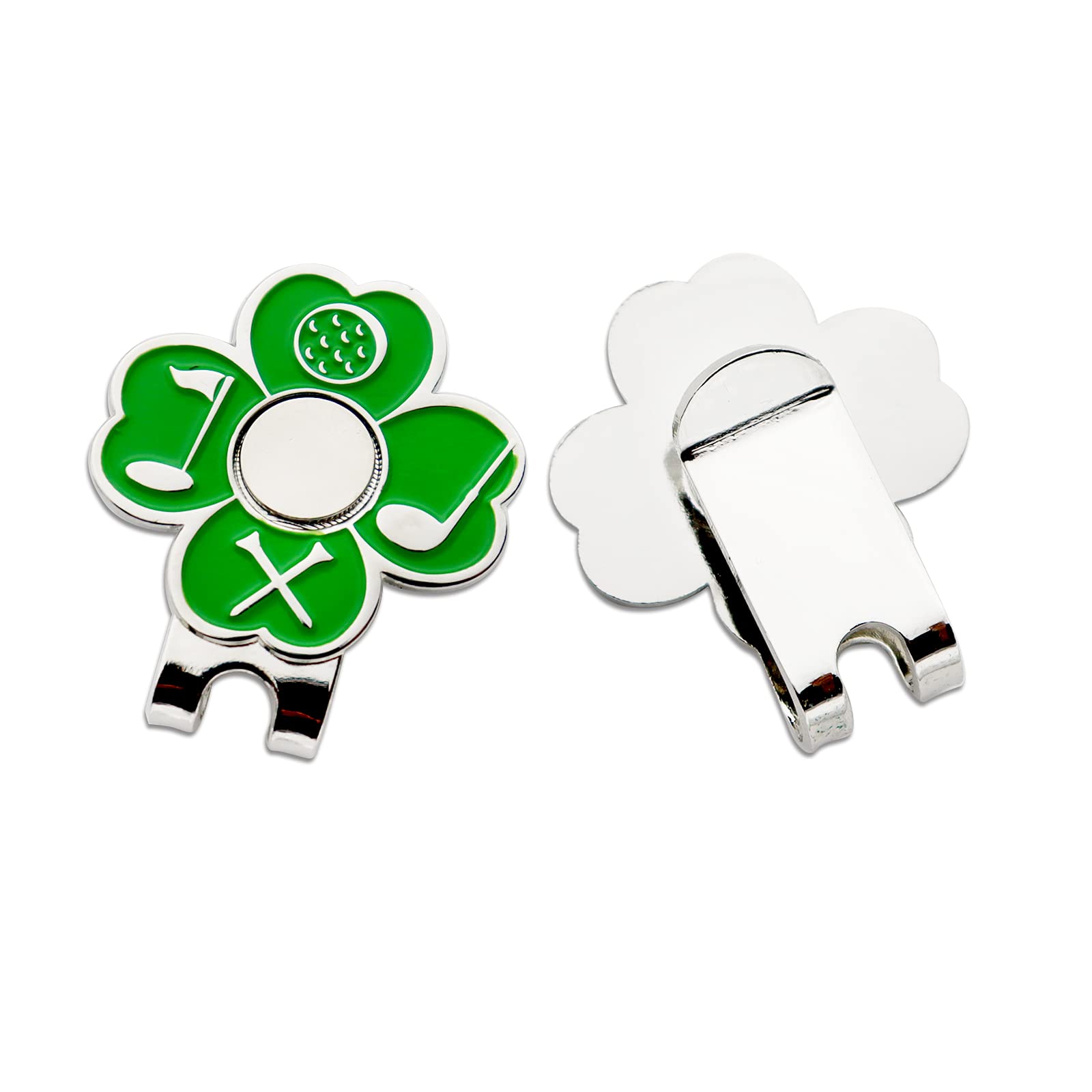 CoverMay Clover Golf Hat Clips & Ball Markers Set - Green Golf Accessories for Hat & Ball Identification - Perfect for Golf Tournaments, Practice & Gifts