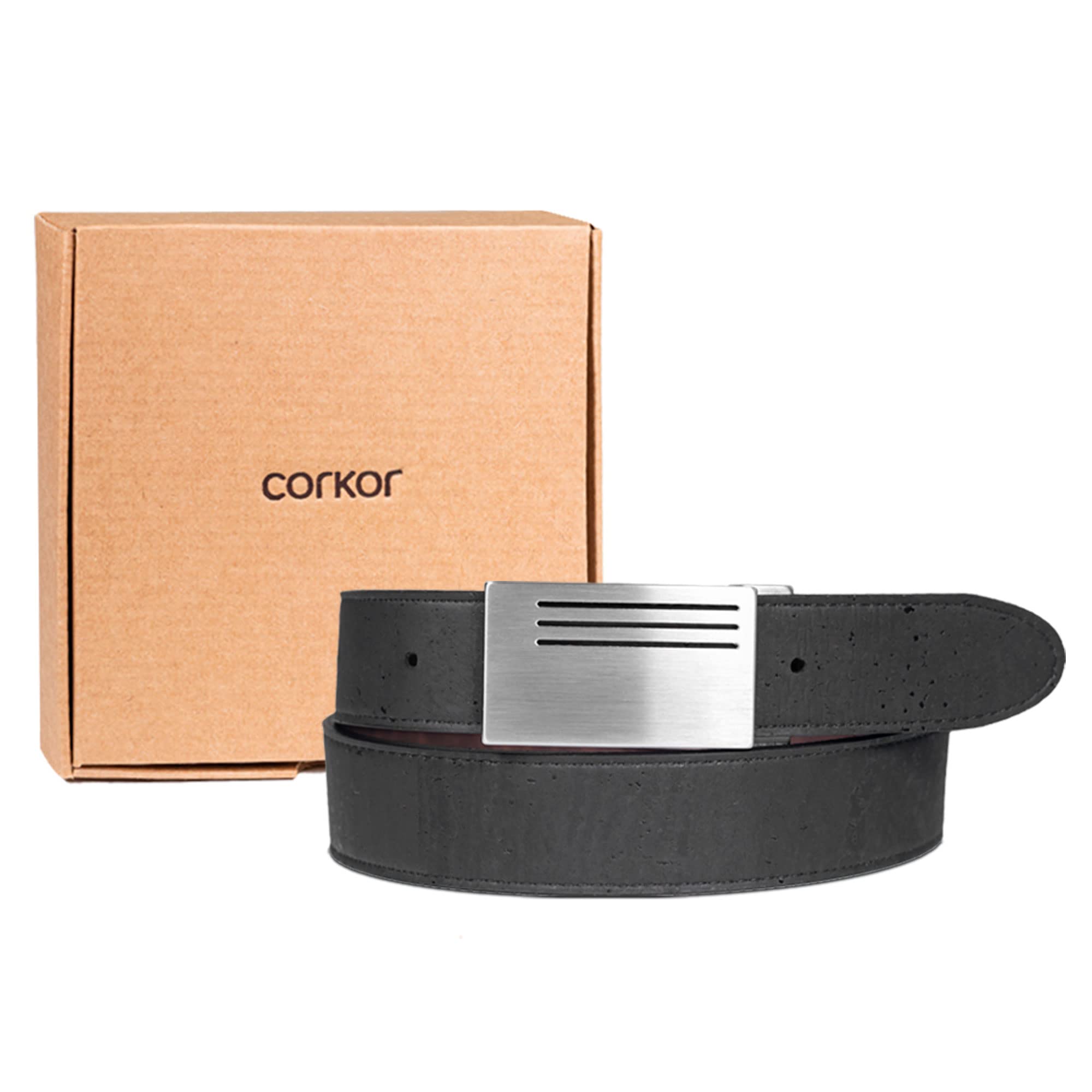 Reversible Cork Vegan Leather Belt for Men - Adjustable Dress Belt for Jeans - 1.38