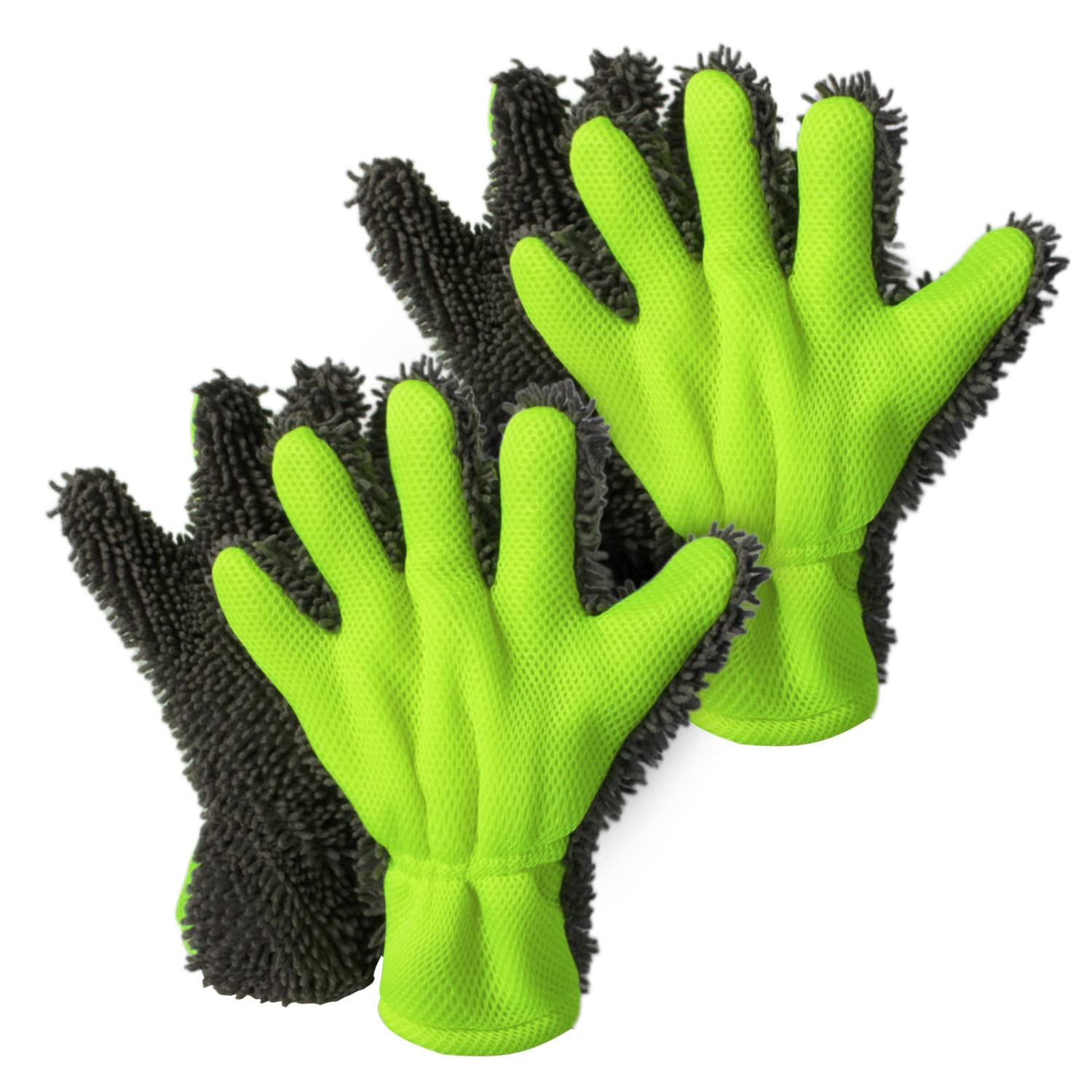 B BELPAIR 4 Pack Extra Large Chenille Microfiber Car Wash Mitt - Scratch Free & Lint Free 5 Finger Washing Glove for Car Exterior & Interior Cleaning | Perfect for Hand Washing, Detailing & Waxing Vehicles