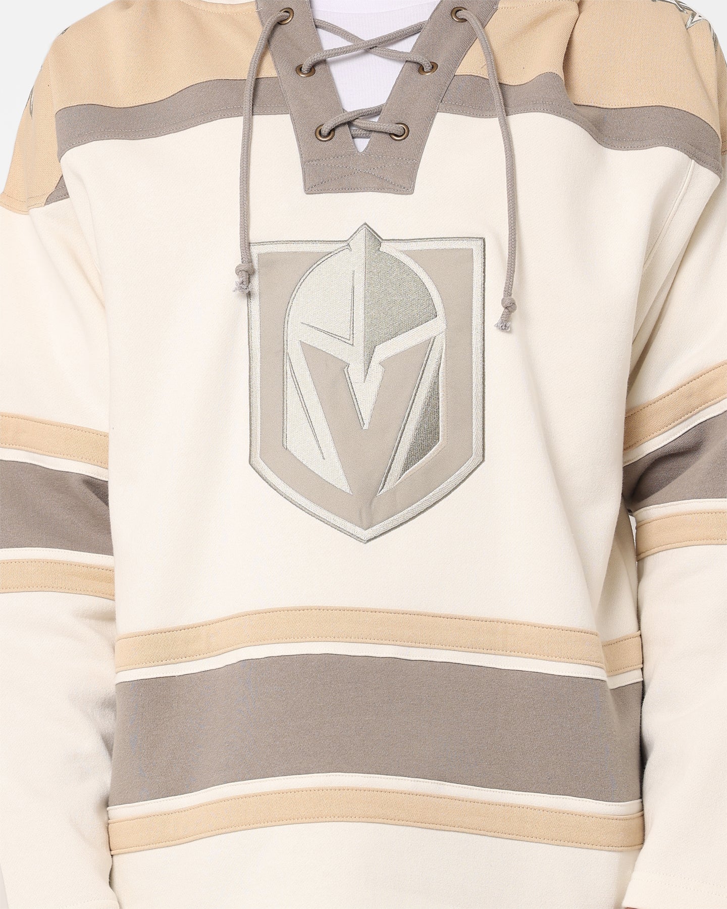 47 Brand Las Vegas Knights Superior Lacer Hoodie - Cream/Khaki | Men's NHL Hockey Pullover Sweatshirt | Warm Fleece Lined for Winter Games & Casual Wear