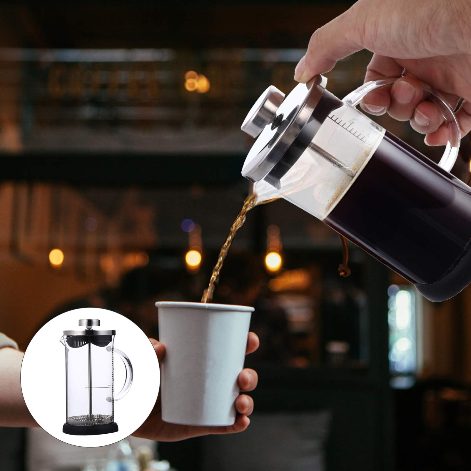 Portable Espresso Maker - 350ml Stainless Steel Stovetop Coffee Pot & Glass Tea Kettle for Camping, Hiking, Travel - Hemoton Manual Espresso Machine for Home & Outdoor Use