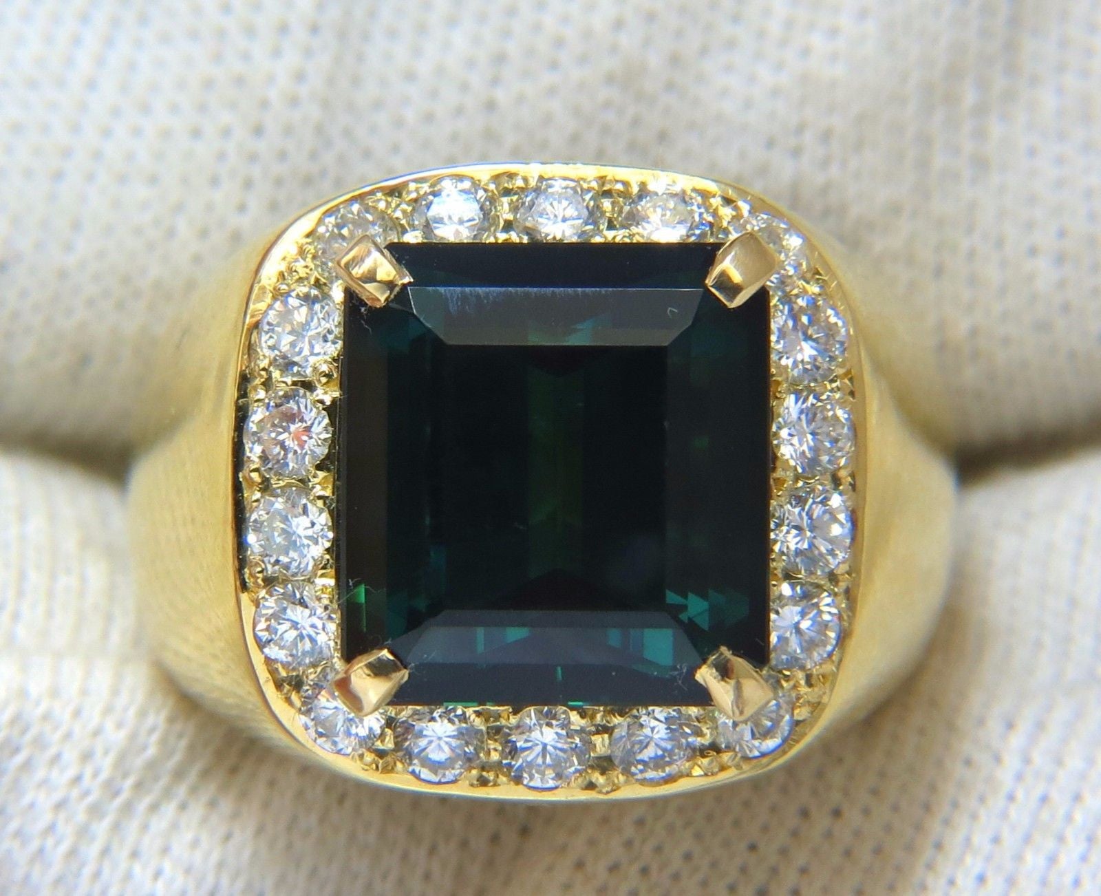 GIA Certified 13.59 Carat Natural Vivid Blue Green Tourmaline Diamond Ring in 18K Gold - Perfect for Engagement, Anniversary & Luxury Jewelry Gifts