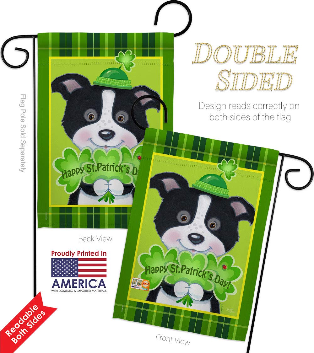 St. Patrick's Day Puppy Garden Flag Set - Double-Sided Yard Decor for Spring