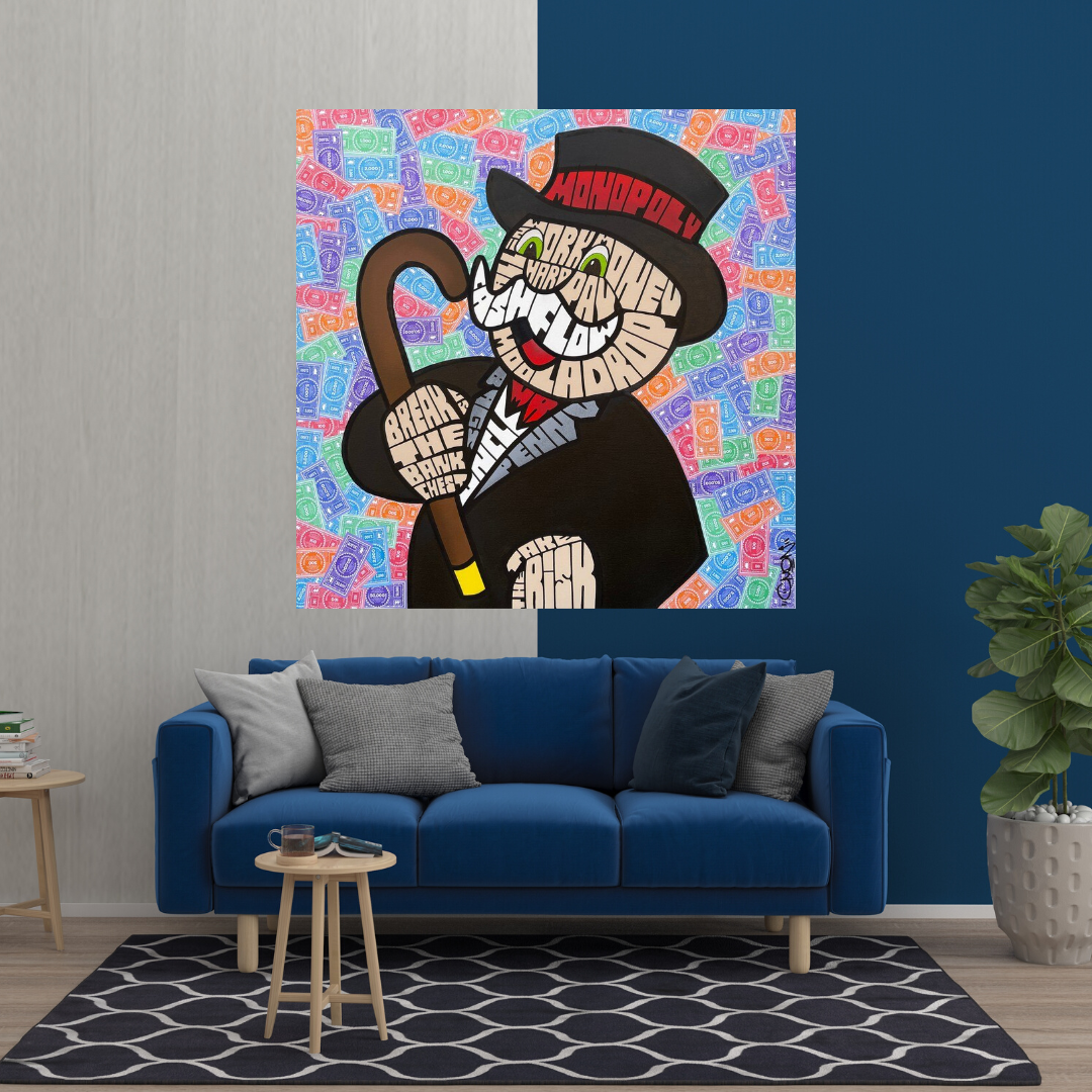 Mr Monopoly Cash Flow Art - Financial Success Motivational Wall Decor for Home & Office | Perfect for Entrepreneurs, Investors & Business Owners