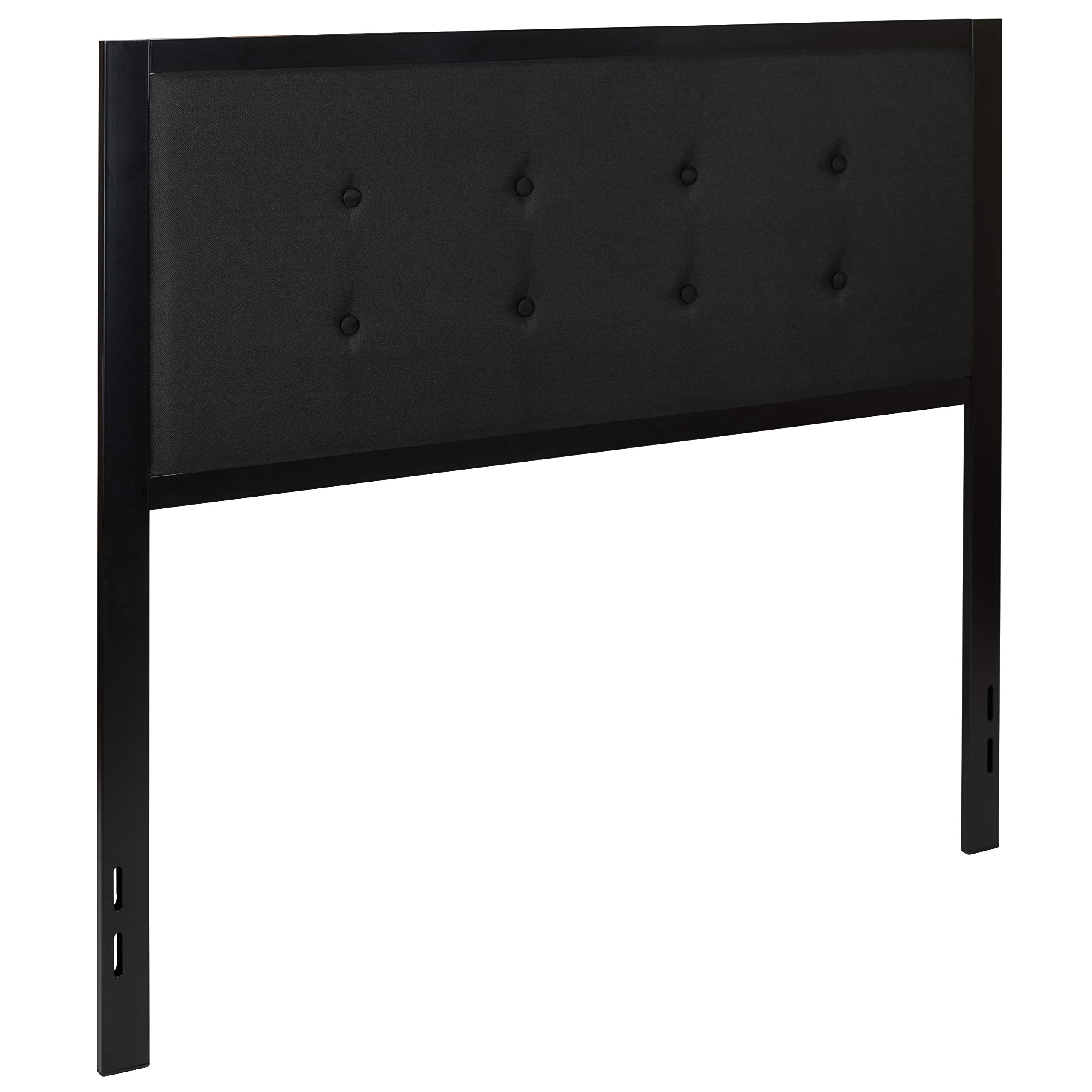 Full Size Upholstered Metal Panel Headboard in Tufted Black Fabric - Queen Bed Frame Accent for Modern Bedroom Decor | Perfect for Master Bedrooms, Guest Rooms & Apartment Living
