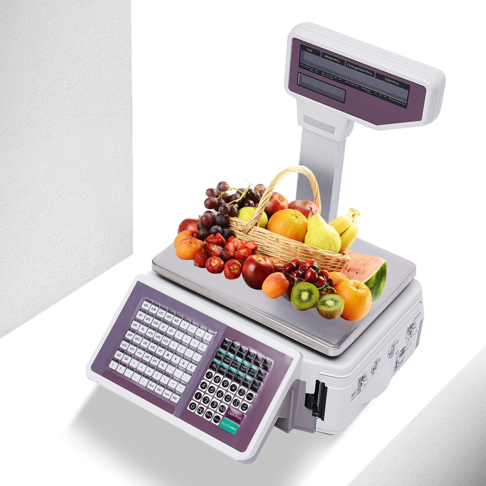 30/60lbs Digital Label Printing Scale with LCD Display - 5g/0.011lbs High Precision Commercial Weight Price Computing Scale for Retail Stores, Supermarkets & Small Businesses (US Stock) | Perfect for Pricing, Inventory Management & Checkout Counters