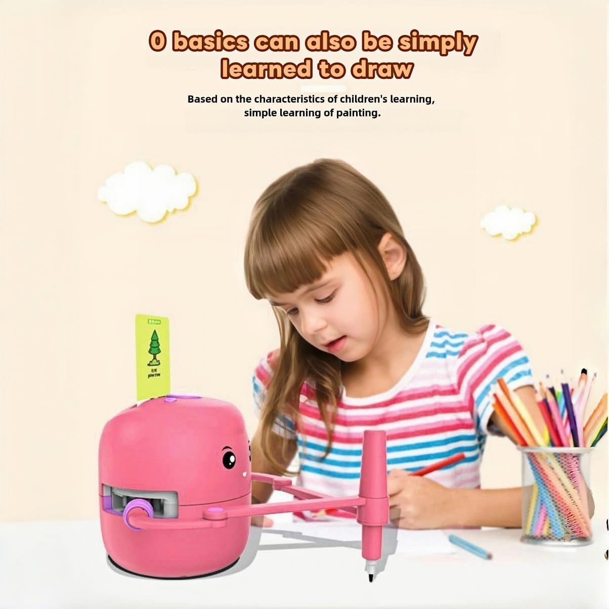 Interactive Educational Drawing Robot for Kids 5+ with 100 Word Cards & Voice Interaction - Pink & Green | STEM Learning Toy, Creative Gift for Children, Perfect for Home & Classroom Activities
