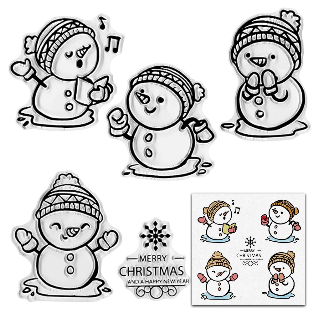 Christmas Winter Cartoon Snowmen Clear Stamps for Card Making, DIY Scrapbooking & Craft Decorations - Silicone Transparent Seal Stamps for Embossing, Album Decor - Perfect for Holiday Greeting Cards, Gift Tags & Memory Books