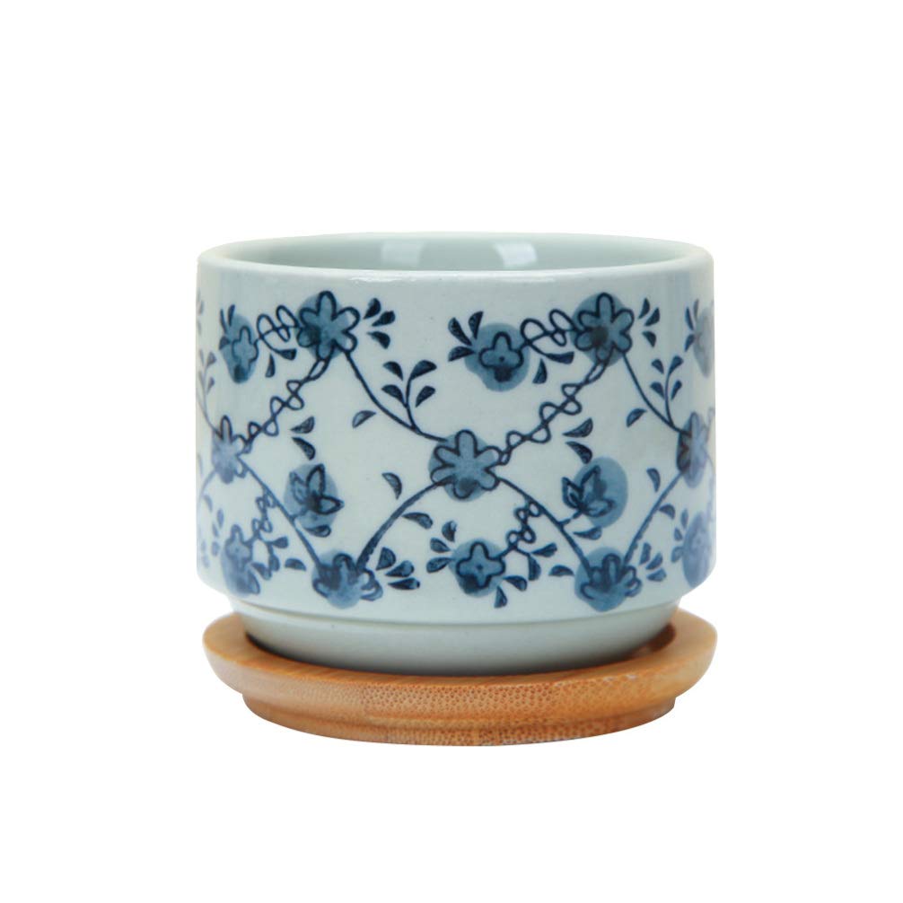 Cabilock 1pc Ceramic Succulent Planter - Hand-Painted Flower Pot for Succulents, Small Plants - Durable Home, Office, Dorm, Hotel Decor - Perfect for Windowsills, Desktops & Gift Giving