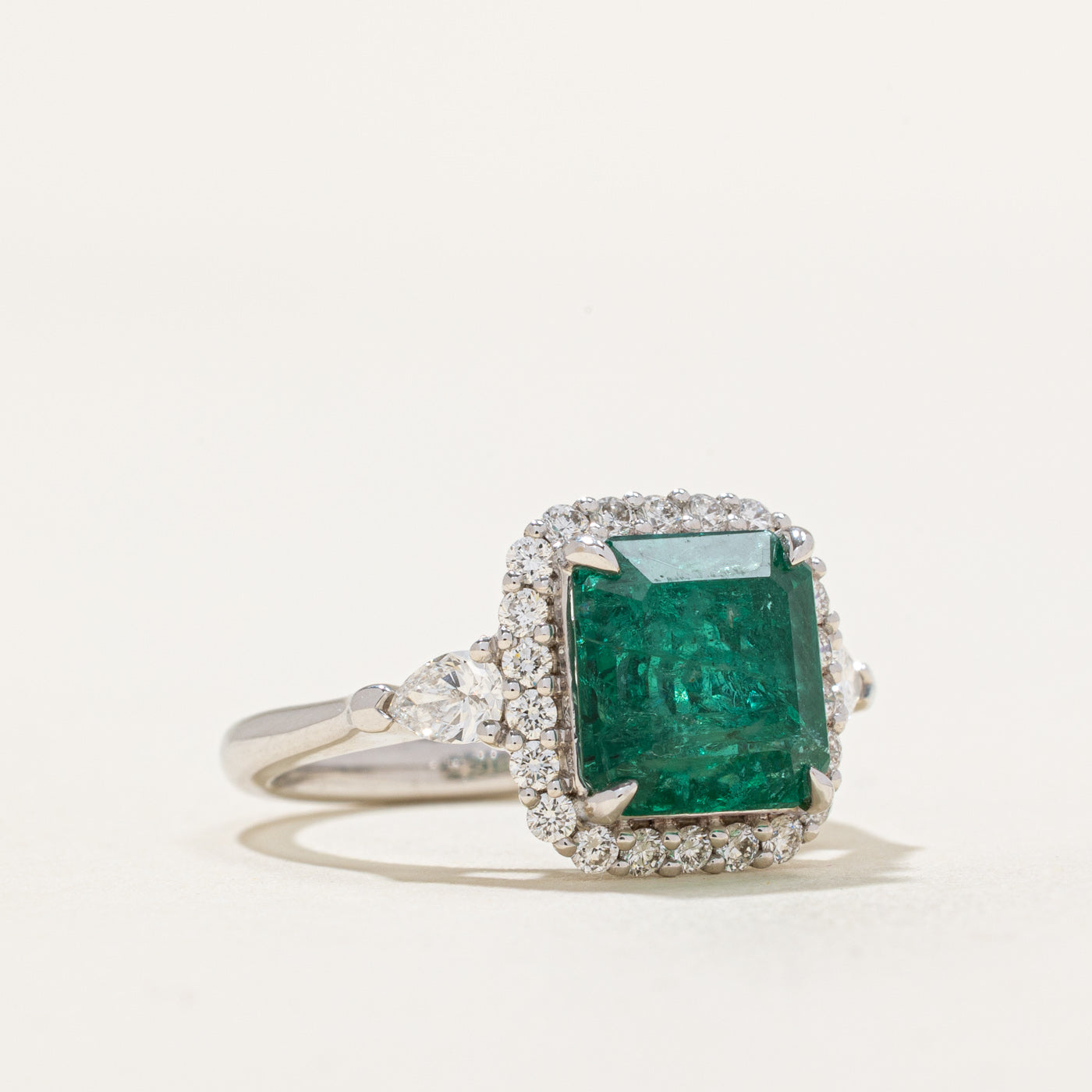 Exquisite 3.72ct Emerald & Diamond Halo Engagement Ring | 0.691ctw GIA Certified | Size 6.25 | Perfect for Wedding, Anniversary & Proposal Gifts