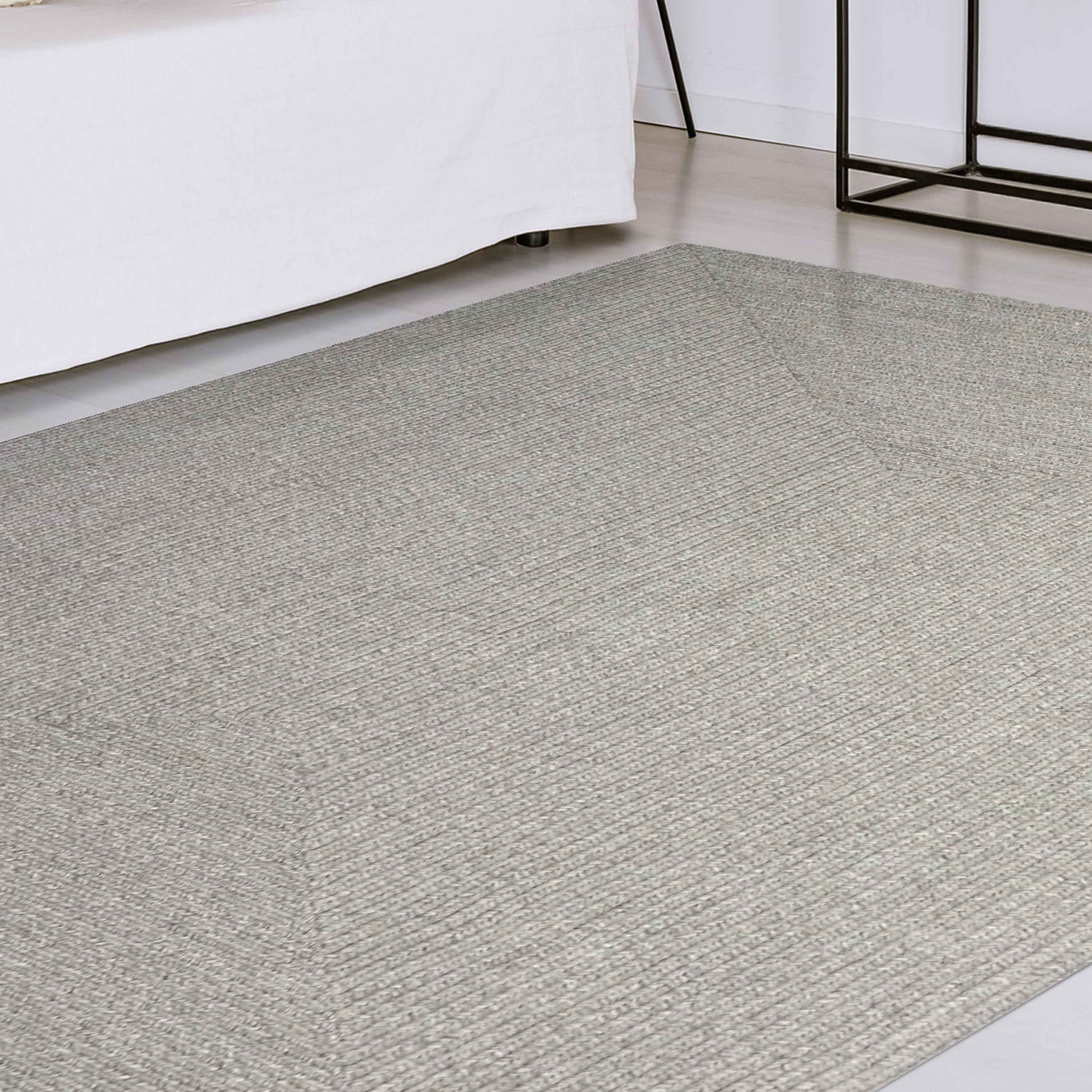 Bohemian Rectangle Braided Area Rug - Non-Slip Indoor Outdoor Rug for Living Room, Bedroom, Patio - Soft Woven Jute Natural Fiber Floor Mat for Home Decor