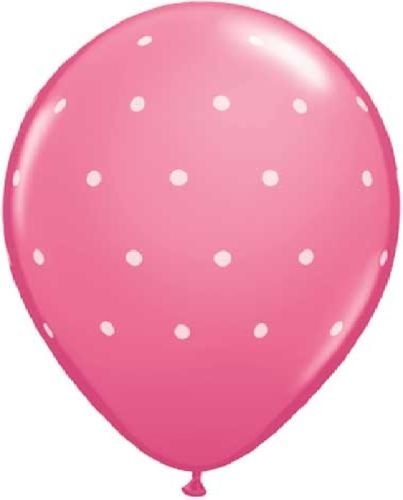LOONBALLOON Pink & White Polka Dot Latex Balloons (6-Pack) for Baby Showers, Birthday Parties & Gender Reveals - Perfect for Girl's Celebrations & Nursery Decor