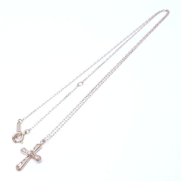 4℃ Diamond Cross Necklace in 18K Pink Gold - Elegant Religious Jewelry for Women, Perfect for Gifts, Weddings & Everyday Wear