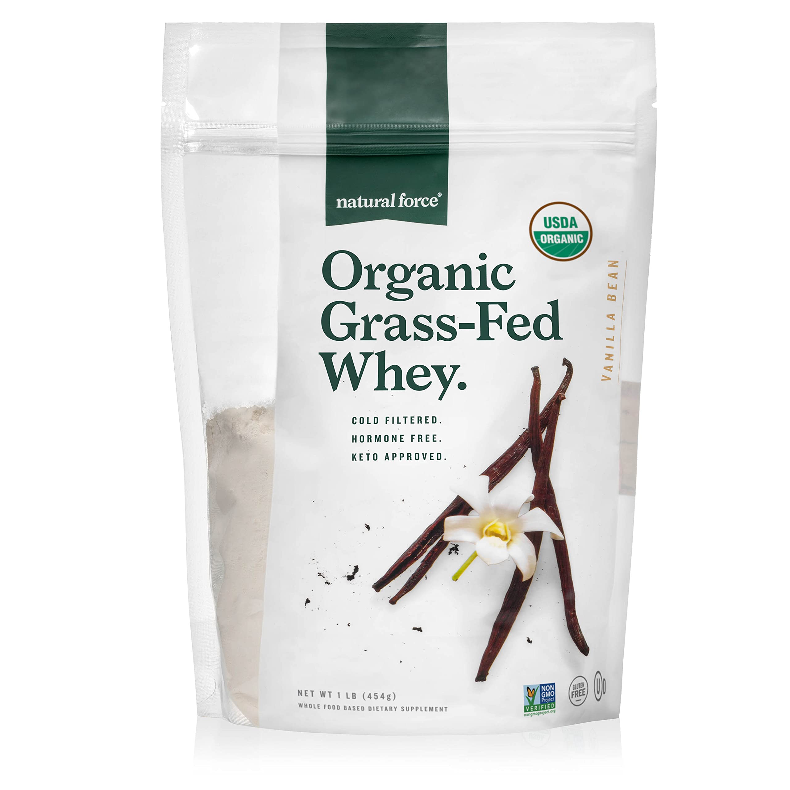 Grass Fed Organic Whey Protein Powder - Non-GMO, Humane Certified, Lab Tested for Toxins | Vanilla Flavor | Keto, Low Carb & Kosher Friendly | 16oz A2 Protein for Muscle Recovery, Post-Workout & Healthy Lifestyle