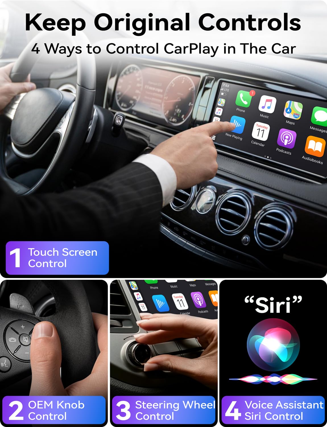 2024 Upgraded Wireless CarPlay Adapter for Apple iPhone - Fast & Stable Plug & Play Dongle Converts Wired to Wireless CarPlay - Compatible with Cars 2017+ & iOS 10+ - Perfect for Commuting, Road Trips & Hands-Free Driving