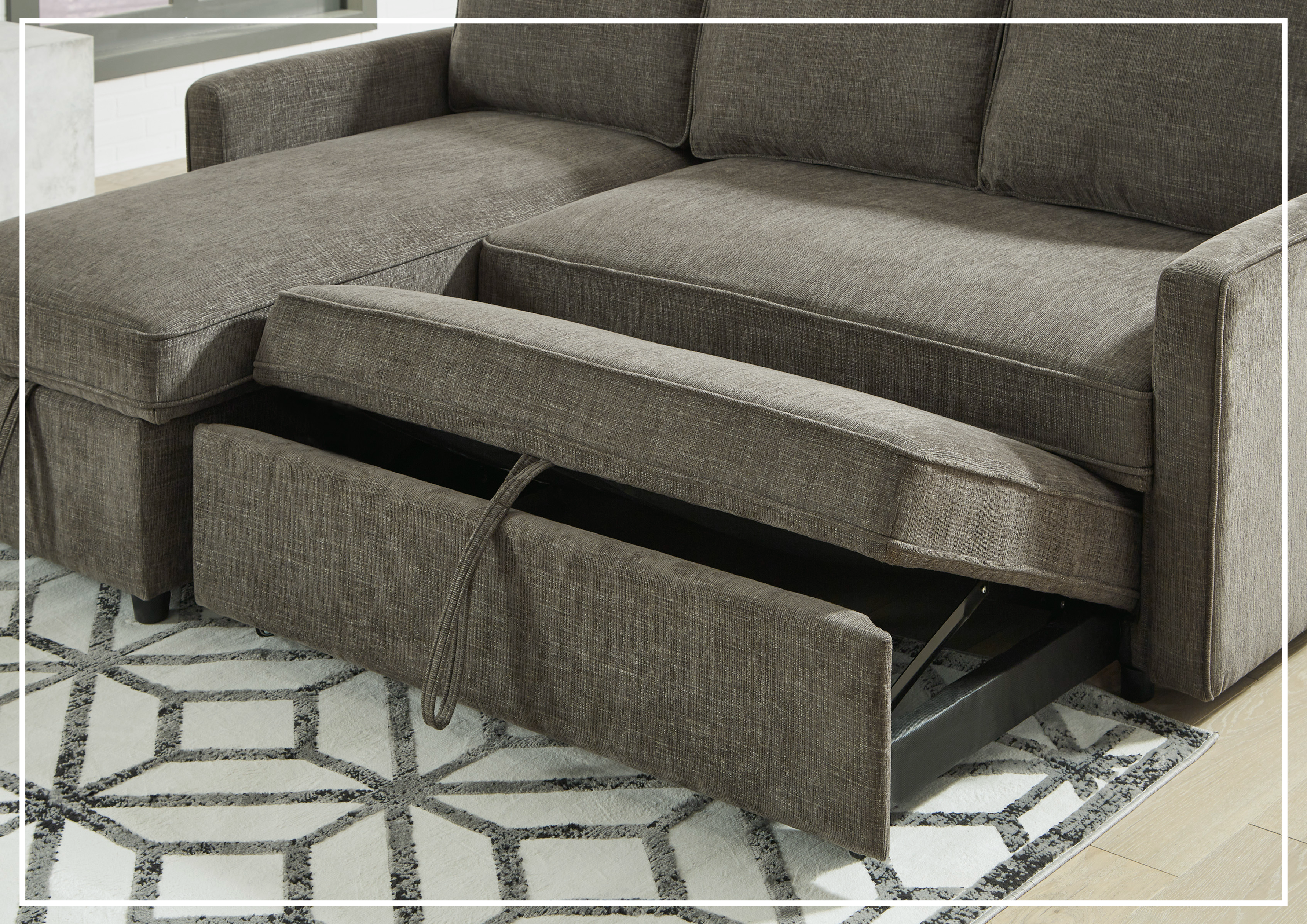 Gio Italia Kyle Fabric L-Shaped Sectional Sofa Bed with Chaise Lounge & Storage | Convertible Sleeper Sofa for Small Spaces, Living Room, Guest Room & Apartments