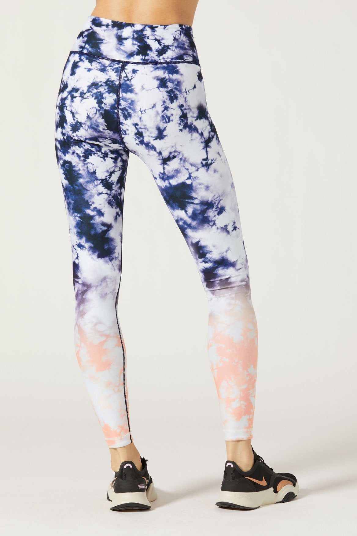 High Waist Reversible Yoga Pants - Navy & Coral - Stretchy Workout Leggings for Women | Perfect for Gym, Running, Lounge & Everyday Wear