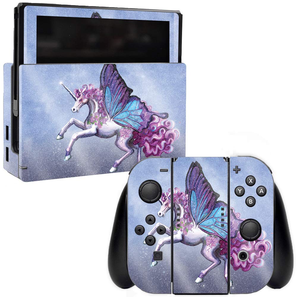 **MightySkins Glossy Glitter Skin for Nintendo Switch - Lilac Unicorn | Protective & Durable High-Gloss Finish | Easy to Apply & Remove | Made in USA | Perfect for Gaming, Travel & Customization (GL-NISWI-Lilac Unicorn)**