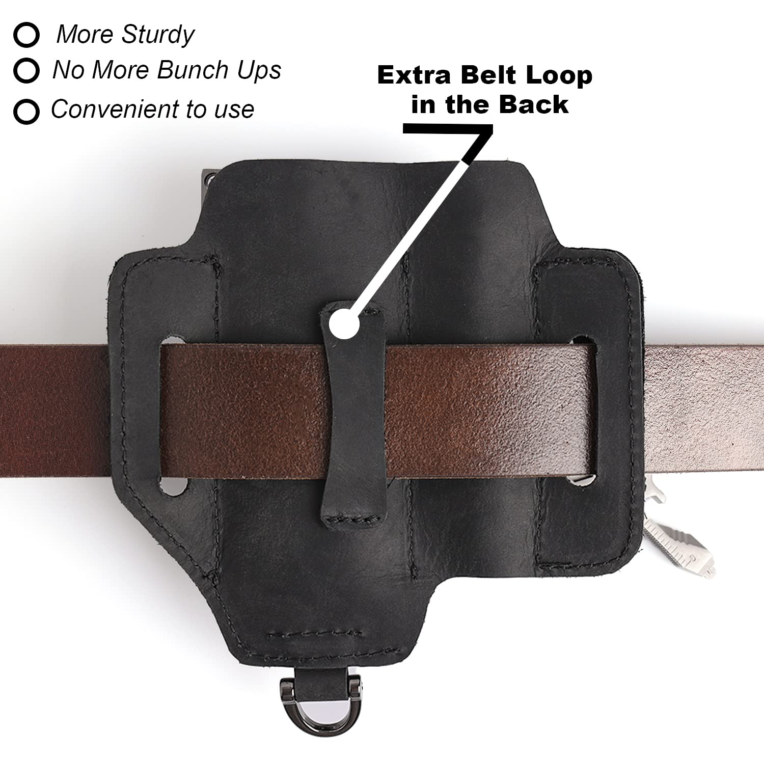 Premium Leather Multitool Sheath - EDC Belt Organizer for Leatherman, Flashlight & Everyday Carry | Durable Leather Pouch for Work, Outdoor & Daily Use | Perfect Gift for Men (Black)