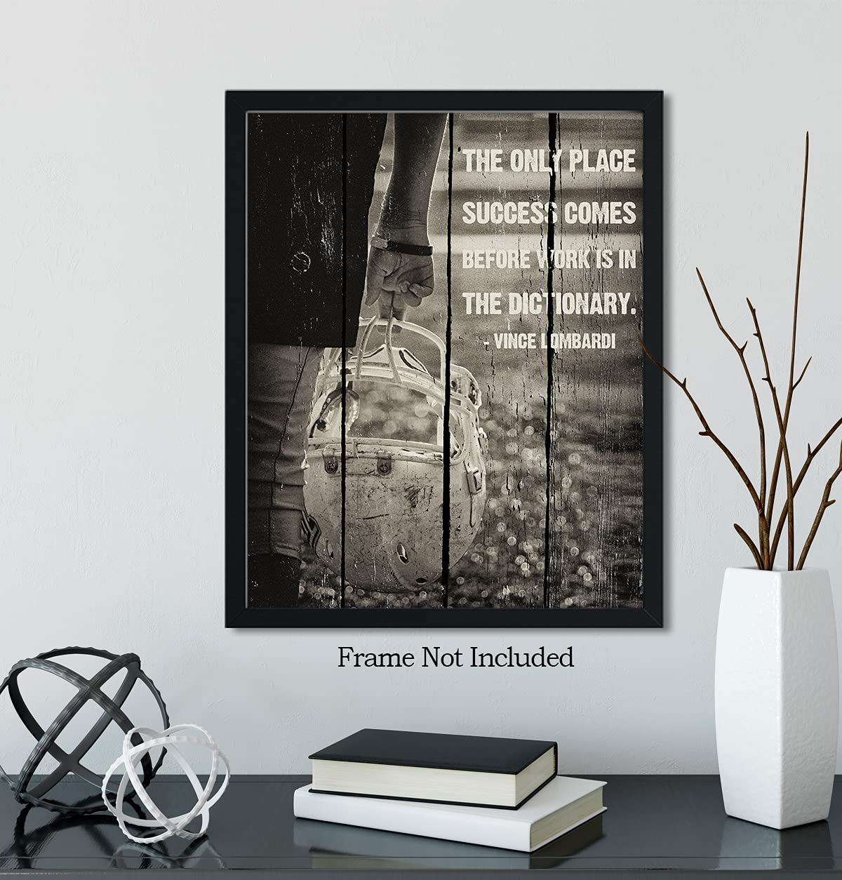 Govivo Motivational Wall Art Print - Vince Lombardi Quote 'The Only Place Success Comes Before Work Is In The Dictionary' - 8x10 Unframed Photo Paper Decor for Office, Home & Gym Inspiration
