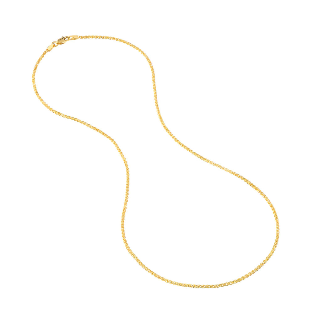 14K Gold 1.65mm Wheat Chain Necklace for Women - Dainty Delicate Layering Necklace Jewelry Gift for Her - Perfect for Everyday Wear, Special Occasions & Gifts