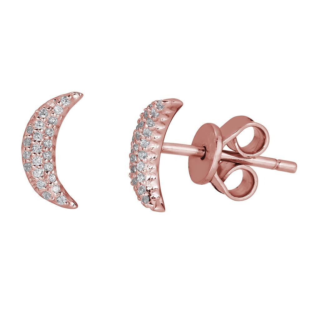 14KT Gold 0.10 CTW Diamond Pavé Moon Stud Earrings for Women - Elegant Celestial Jewelry for Date Night & Special Occasions