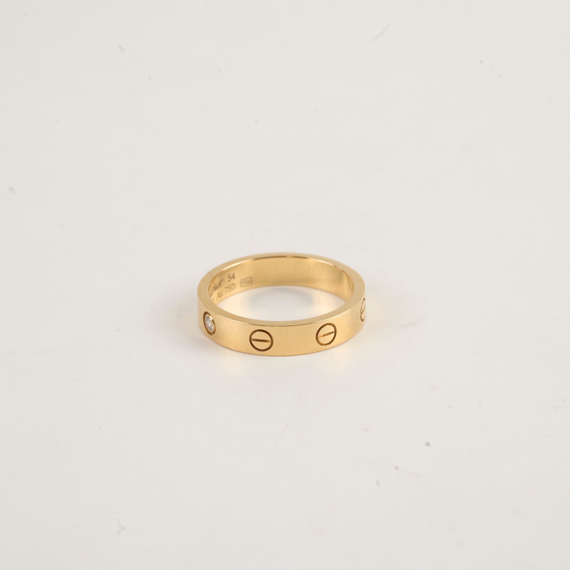 Cartier Love Ring with One Diamond - Size 54 in 18K Pink Gold for Women, Luxury Wedding Band & Anniversary Gift for Her