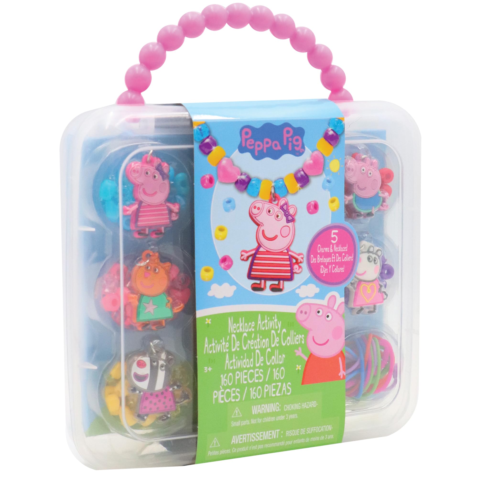 Peppa Pig Necklace Making Kit for Kids - DIY Bead Jewelry Craft Set with 200+ Beads & Charms - Perfect for Birthday Parties, Arts & Crafts, and Pretend Play