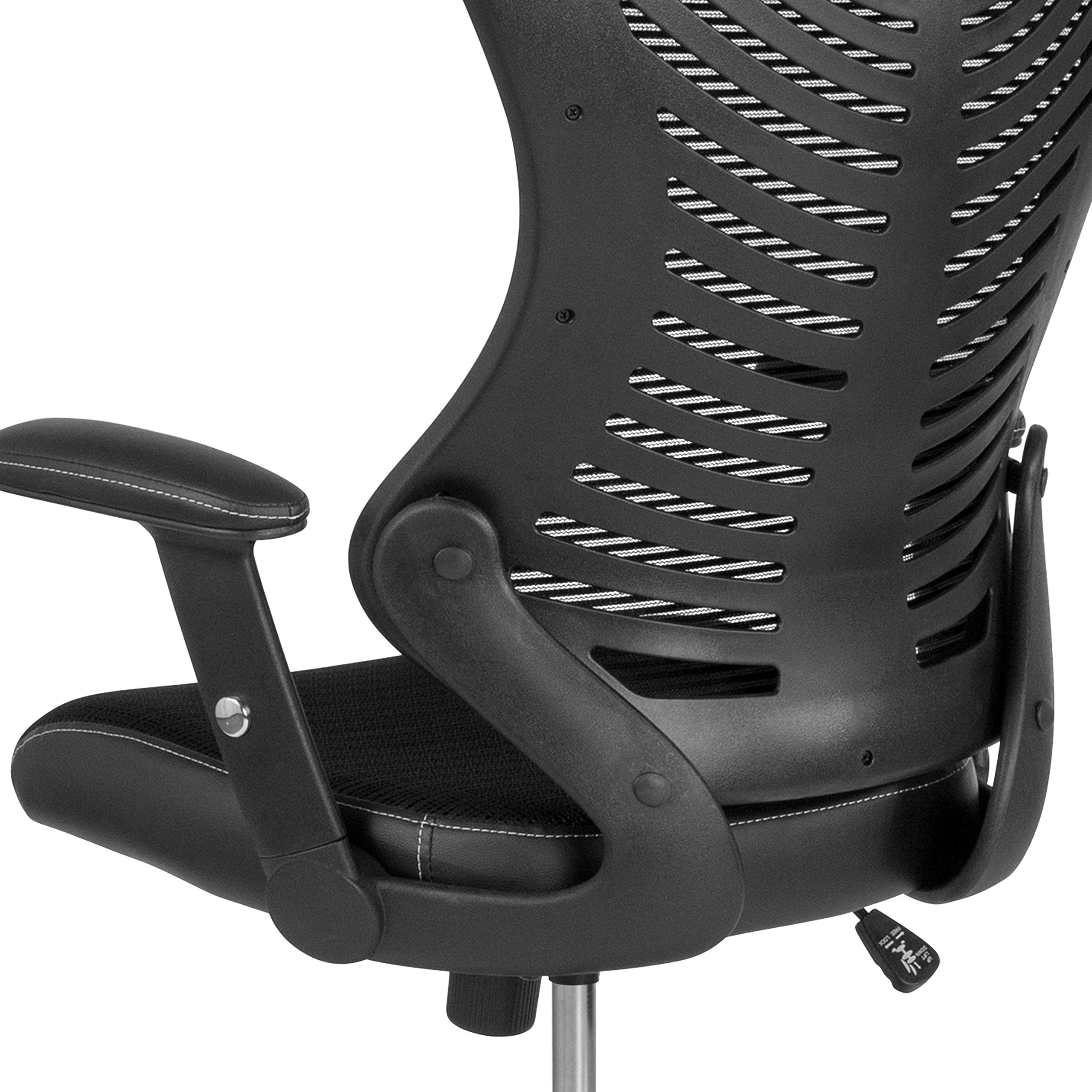 Ergonomic High Back Mesh & Leather Drafting Chair with Adjustable Arms - Perfect for Office, Home, or Studio Workspaces